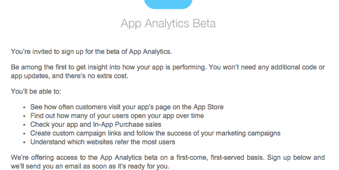 iTunes Connect – App Analytics Beta