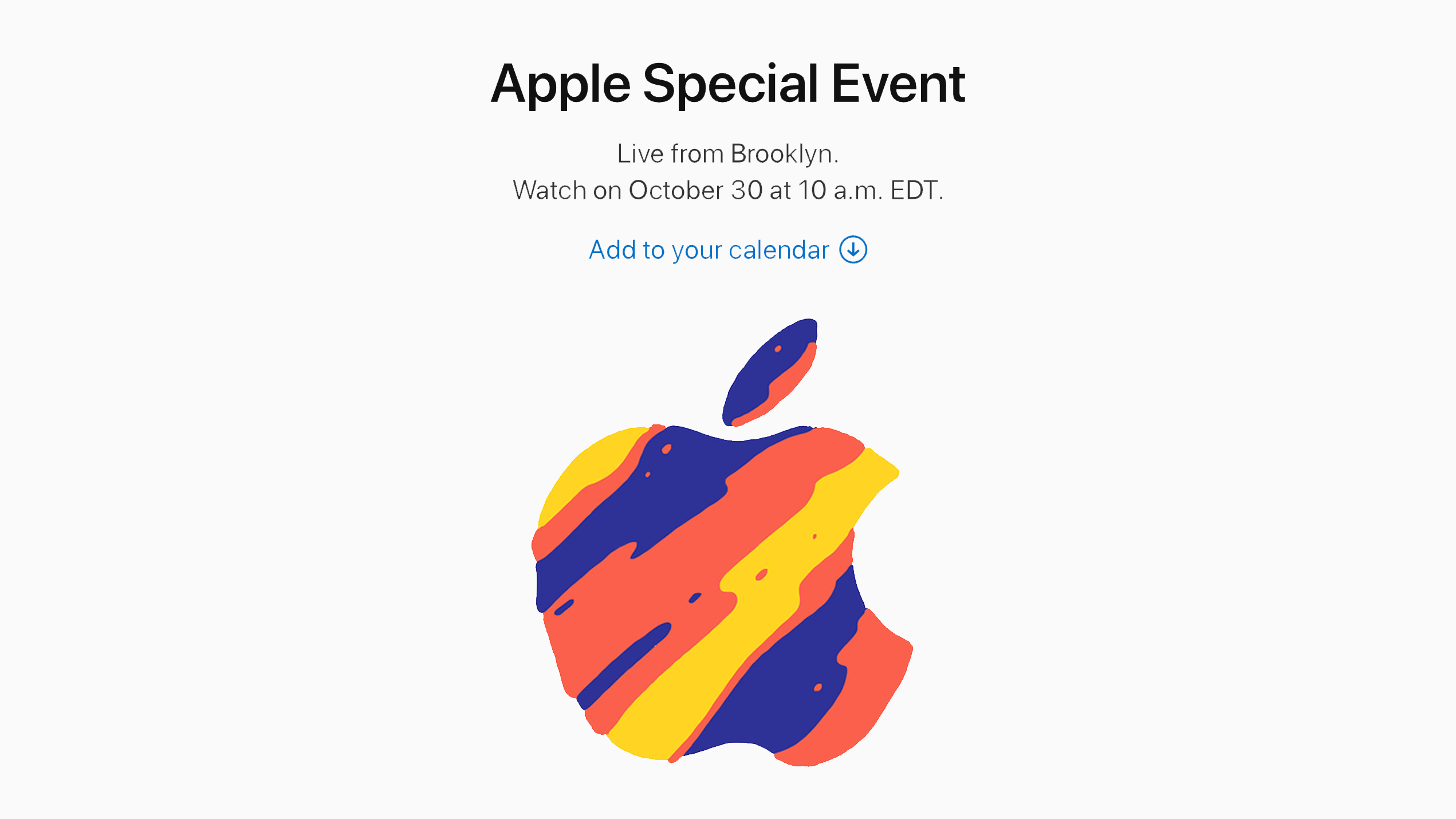 Apple Special Event. October 30, 2018.